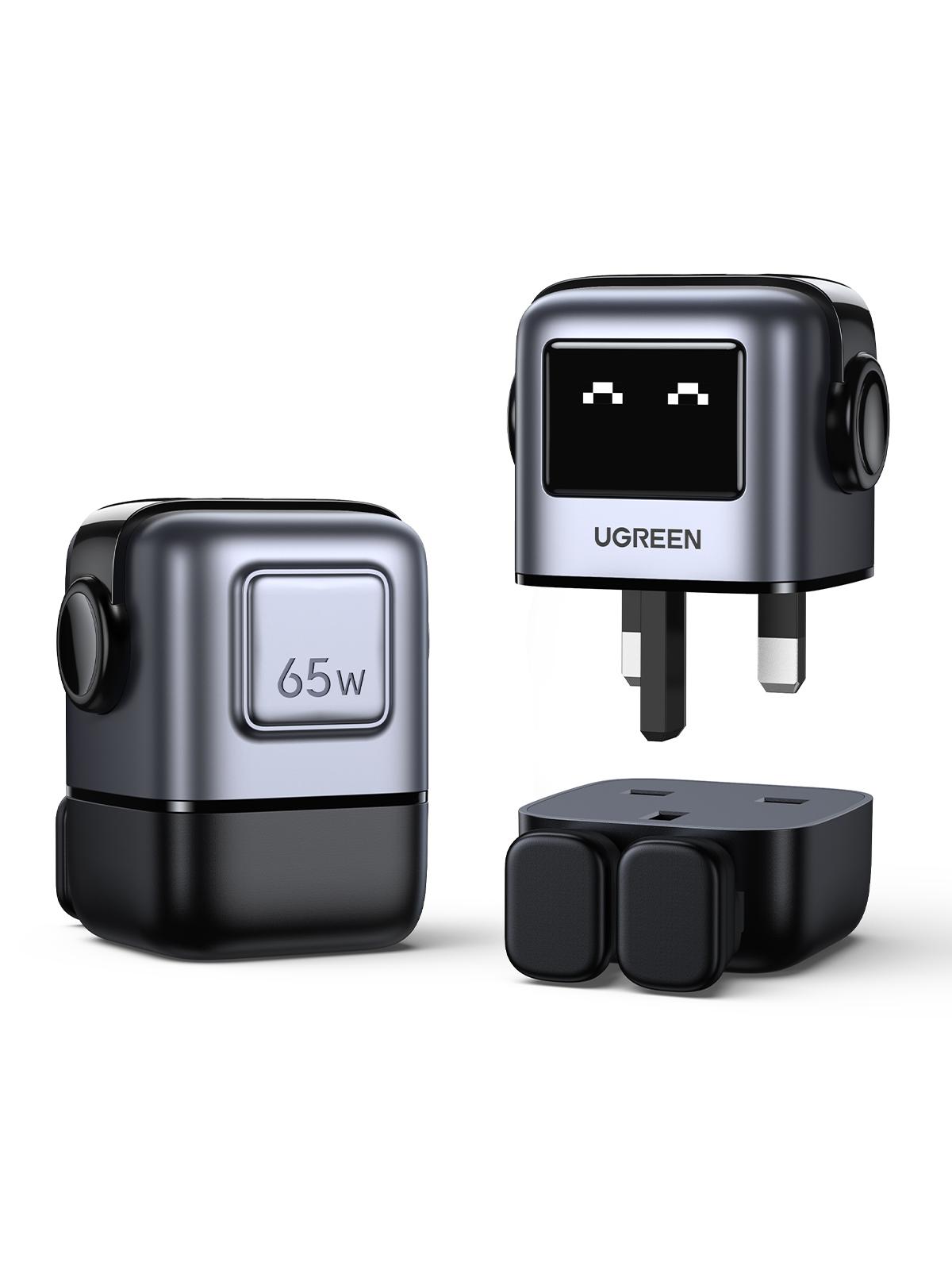 يو جرين 25686 نيكسودو ار جي - 65 واط - شاحن سريع بثلاثة منافذ في المملكة المتحدة - رمادي