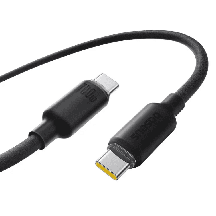 كيبل بيانات سريع الشحن من السيليكون من Baseus USB-C إلى USB-C بقوة 100 وات بطول 2 متر