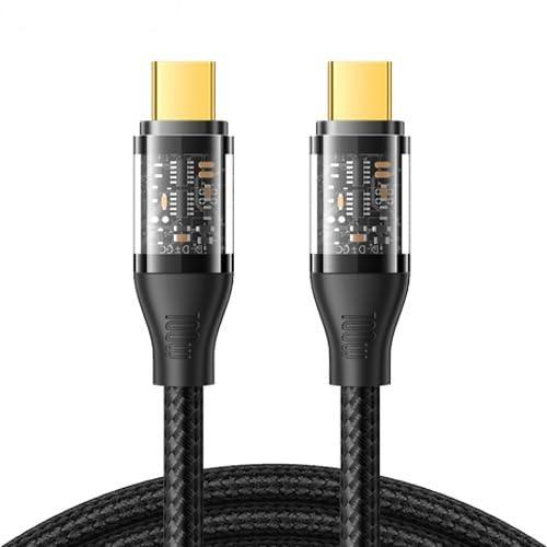 كيبل USB-C فائق السرعة لتوصيل الطاقة 100 واط مع أغطية شفافة