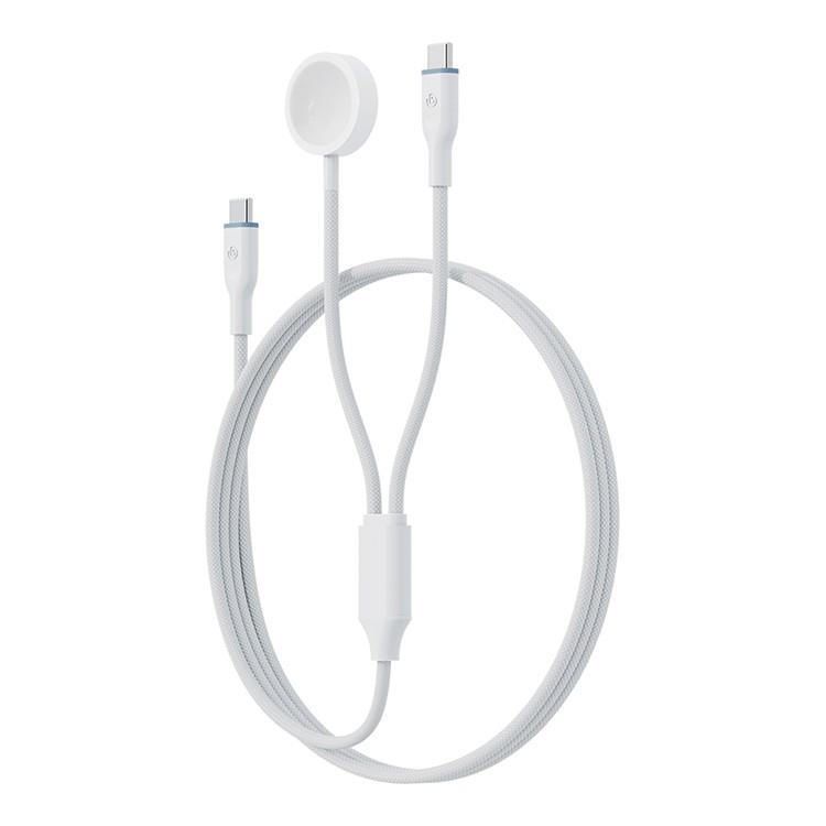 كابل BAZIC GOCHARGE DEUCE، USB-C إلى C مع شاحن ساعة 1.8 متر - أبيض "مادة الكابل المضفر