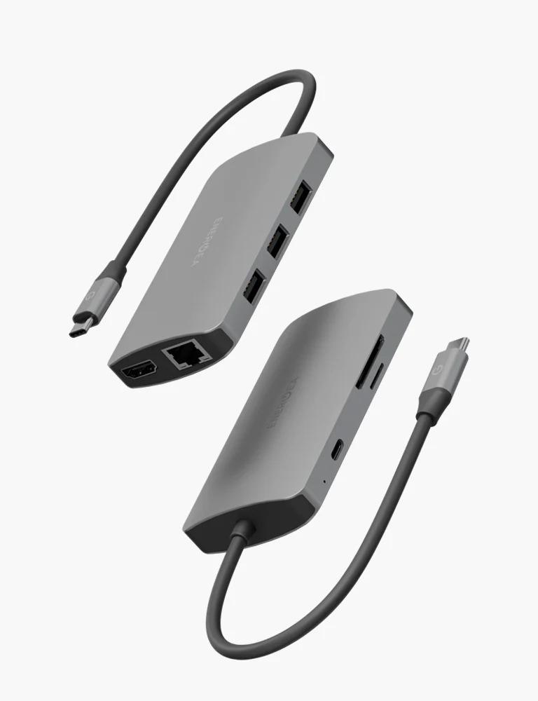 موزع شحن ENERGEA ALUHUB HD 3,6 IN 1 من سبائك الألومنيوم - لون برونزي "موزع شحن USB-C 6 في 1 بقوة 60 وات مع USB-A وHDMI بدقة 4K