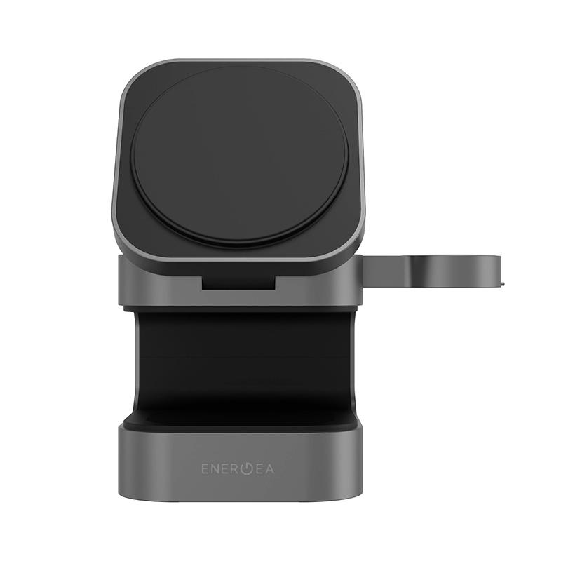شاحن لاسلكي سريع مغناطيسي 3 في 1 قابل للطي QI2.0 من ENERGEA - أسود معدني "مدخل USB-C: PD30W