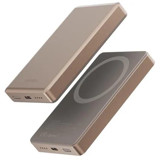 باور بانك ENERGEA ALUPAC 10K، 10000 مللي أمبير في الساعة من الألومنيوم فائق الخفة ومتوافق مع MAGSAFE - ذهبي