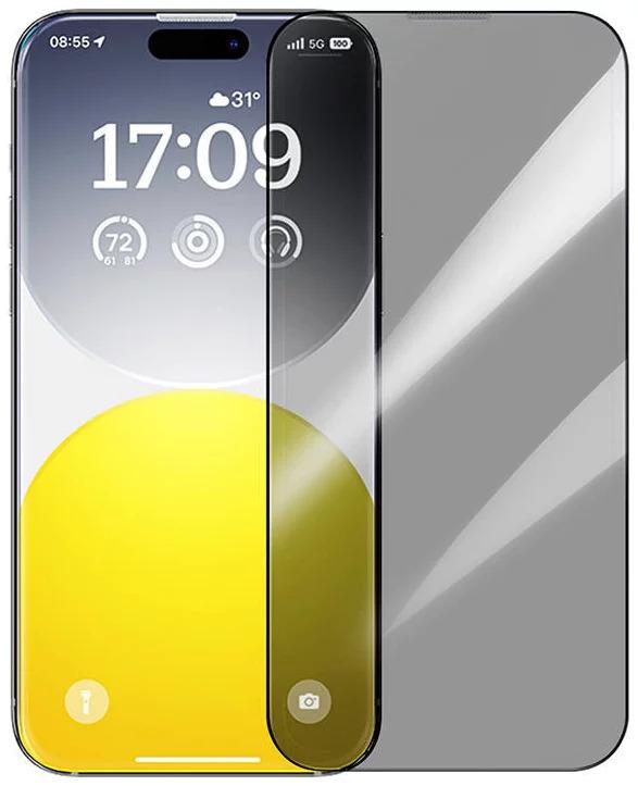 واقي شاشة زجاجي للخصوصية بتغطية كاملة من سلسلة Baseus Diamond لهاتف iPhone 15 Ultra