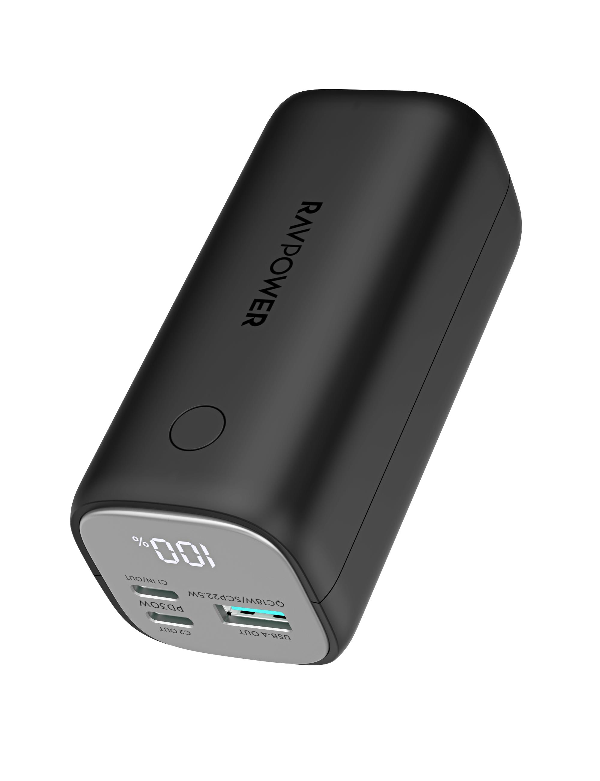 بوربنك RAVPower RP-PB208 mini بسعة 14000 مللي أمبير/ساعة و3 منافذ وPD30W - أسود - الإصدار العالمي
