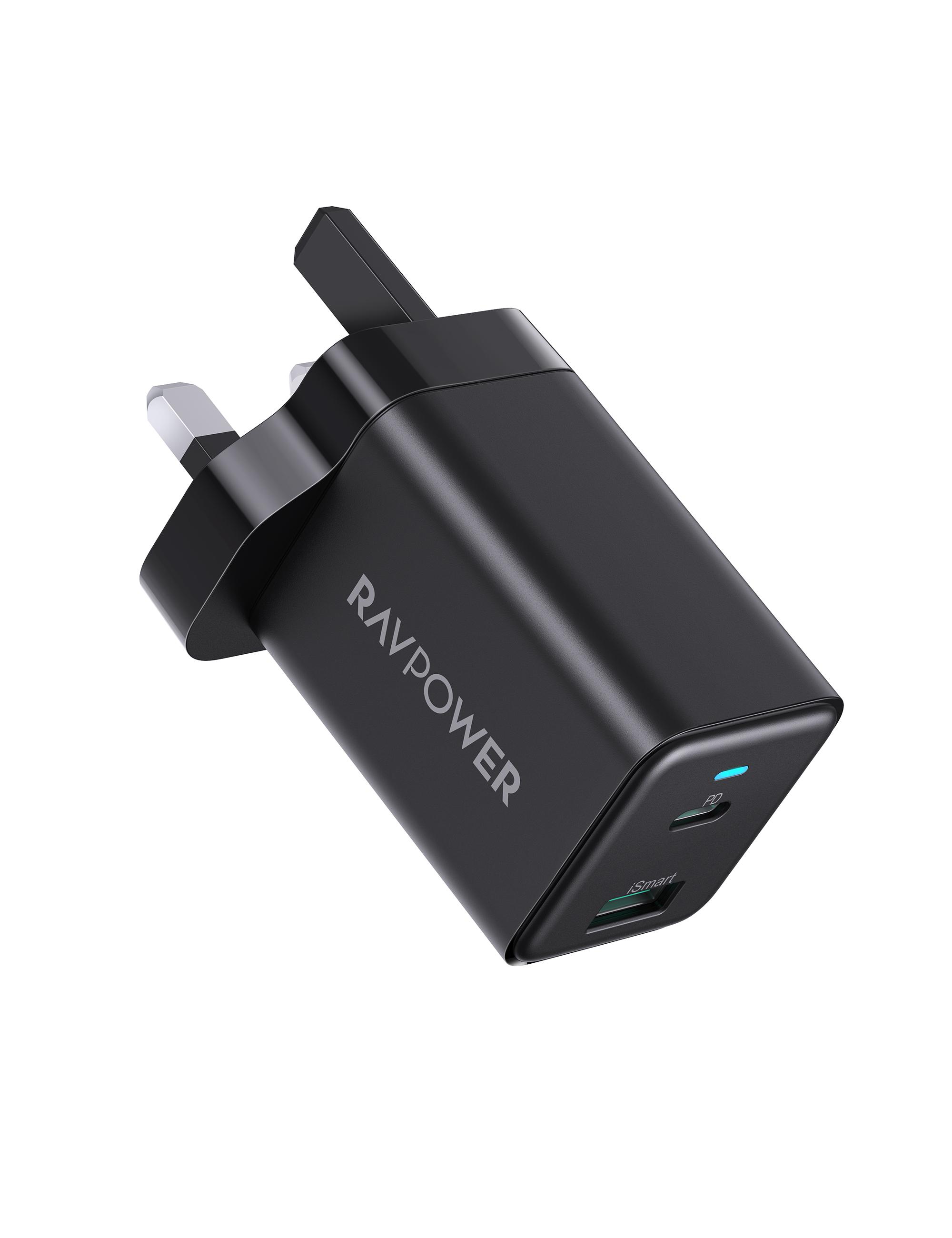 شاحن حائط RAVPower RP-PC171 PD بمنفذين و45 وات - أسود