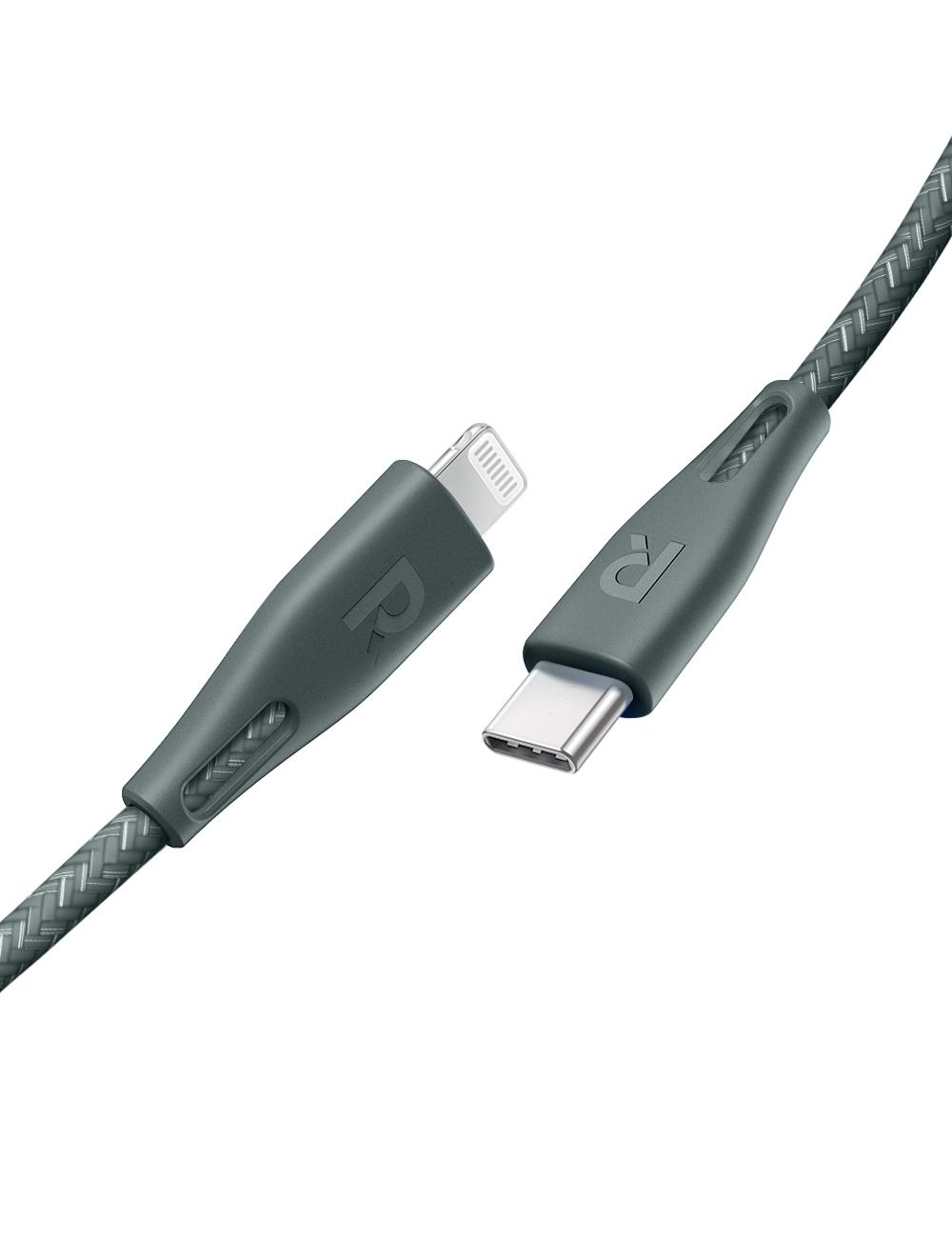 كابل RAVPower RP-CB1017 Type-C to Lightning بطول 1.2 متر من النايلون الأخضر