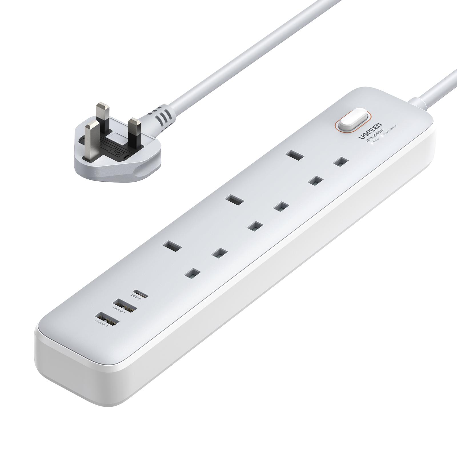 شريط طاقة UGREEN 30 وات 3 تيار متردد مع مفتاح رئيسي (2A1C)CD286