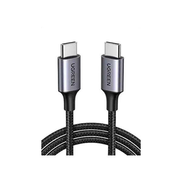 كابل يوجرين USB 2.0 C M/M مستدير مطلي بالنيكل وغطاء من الألومنيوم بطول 1 متر (رمادي أسود)