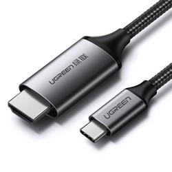 كابل يوجرين USB-C إلى HDMI ذكر إلى ذكر، غلاف من الألومنيوم بطول 1.5 متر (رمادي أسود)