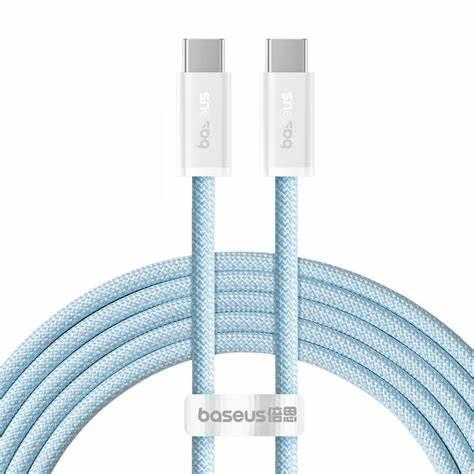 كابل شحن سريع من سلسلة Pudding من النوع C إلى النوع C بقوة 100 وات بطول 1.2 متر من Baseus Galaxy Blue
