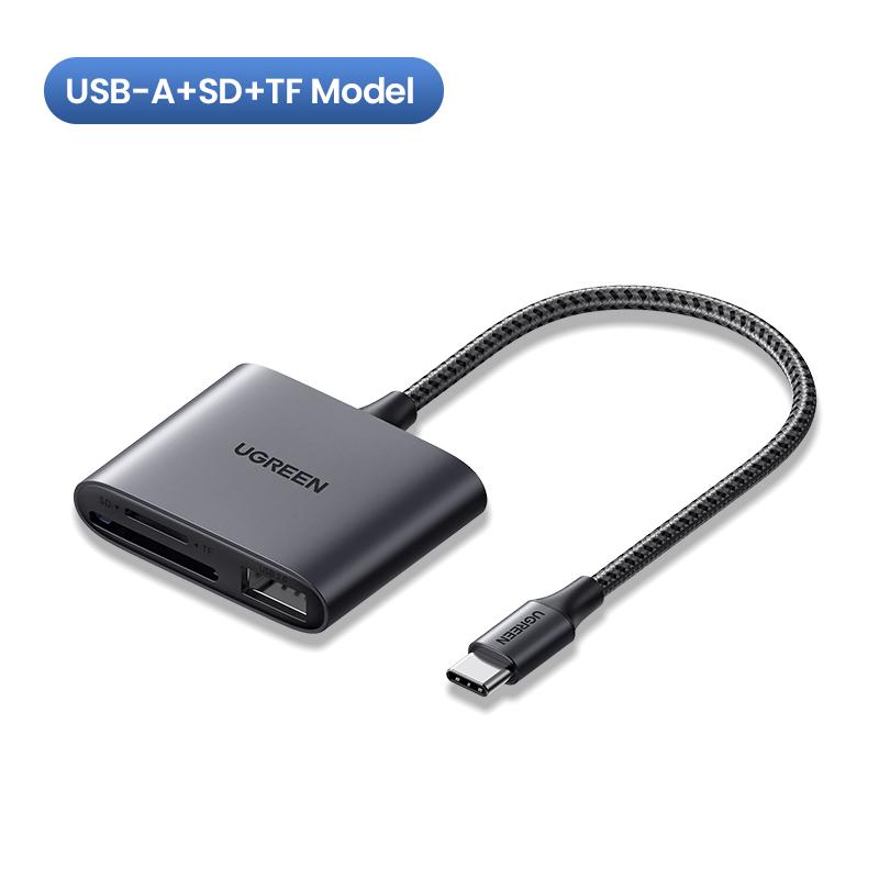 قارئ بطاقات الذاكرة UGREEN USB-C إلى SD/TF + USB 2.0 قارئ بطاقات الذاكرة