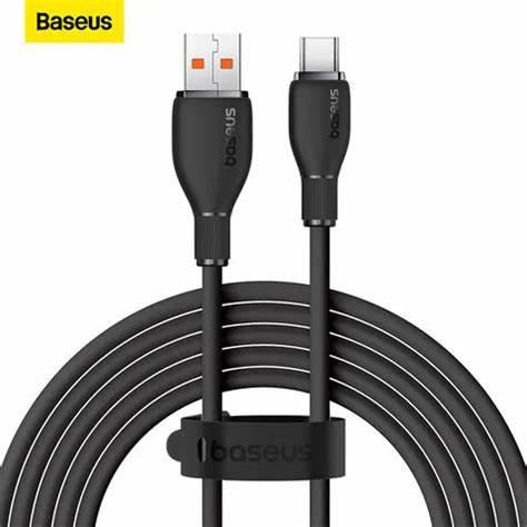 كابل شحن سريع من سلسلة Pudding من Baseus من USB إلى Type-C 100 وات 1.2 متر أسود