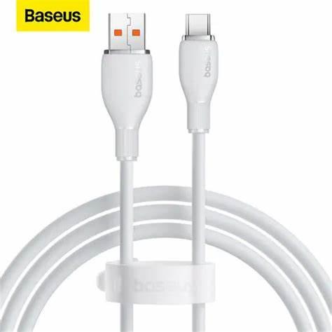 كابل شحن سريع من سلسلة Pudding من Baseus من USB إلى Type-C 100 وات 1.2 متر Stellar White