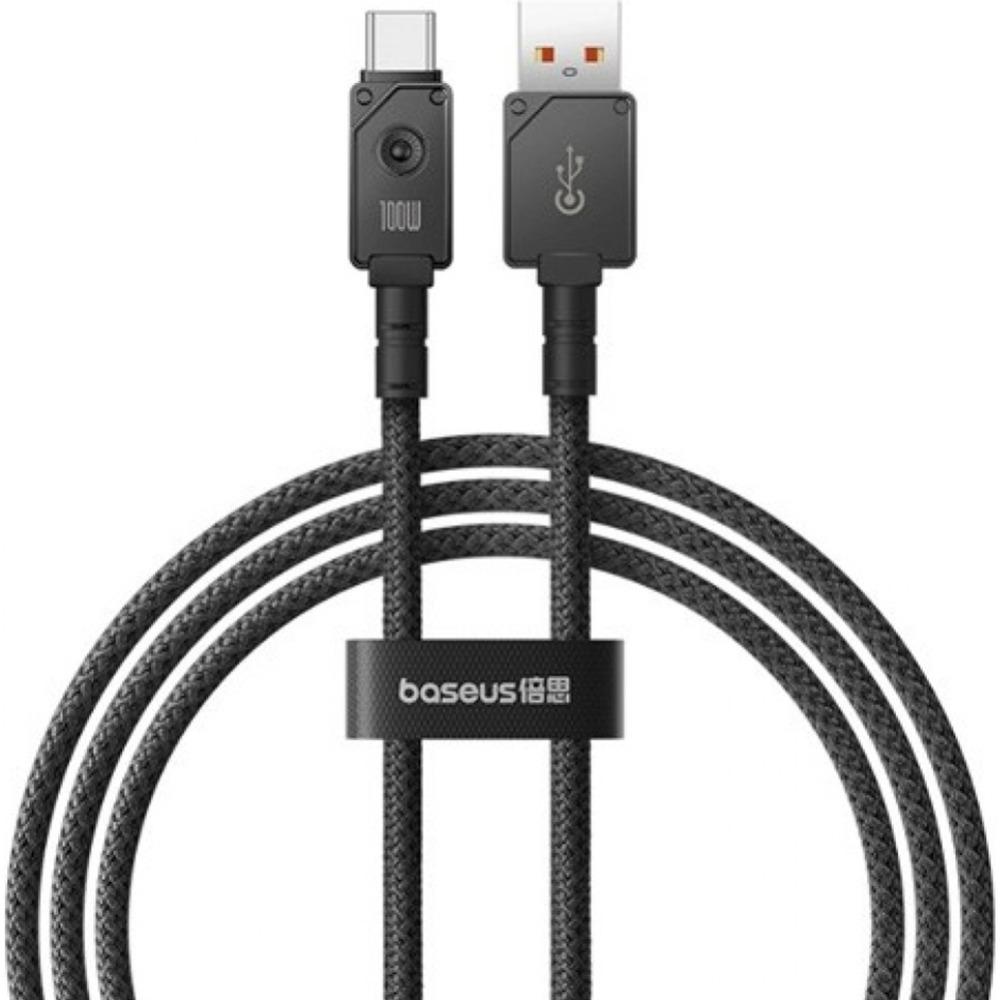 كابل بيانات سريع الشحن من سلسلة Unbreakable Series USB إلى Type-C بقوة 100 وات بطول 1 متر من Baseus، أسود عنقودي
