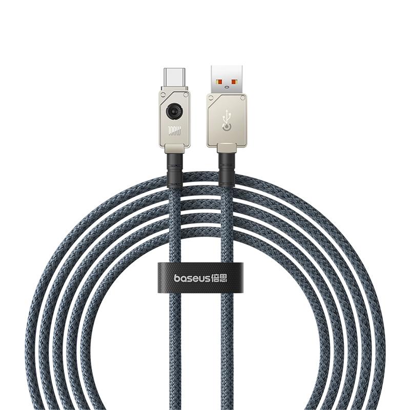 كابل بيانات سريع الشحن من سلسلة Unbreakable Series USB إلى Type-C بقوة 100 وات بطول 1 متر من Baseus Stellar White