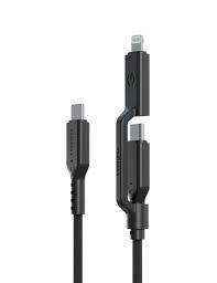 كابل ENERGEA FLOW DUO 2-IN-1 C TO C + LIGHTNING، 480 ميجابت في الثانية، 240 وات، 1.5 متر - أسود "مادة الكابل المضفر