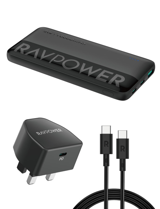 راف باور،مجموعة Ravpower PC1085 PC1041 + PB1228 + CB1021 - أسود