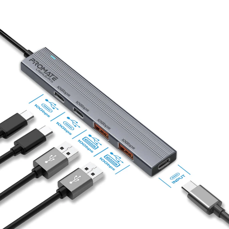 موزع بيانات USB-C متعدد المنافذ بسرعة 10 جيجابت في الثانية