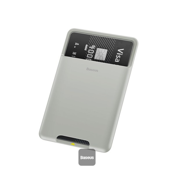 حقيبة بطاقات من السيليكون ذات عصا خلفية من Baseus باللون الرمادي الفاتح