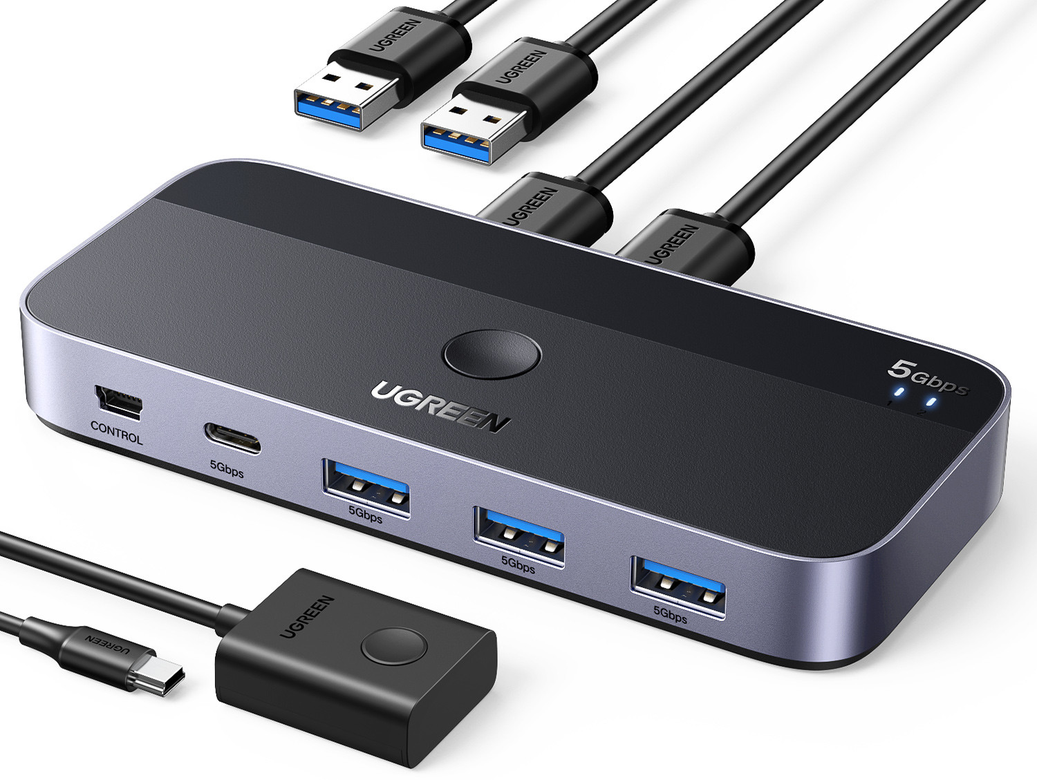 يو جرين مفتاح USB 3.0 من UGREEN لجهازي كمبيوتر يتشاركان أجهزة USB C وA
