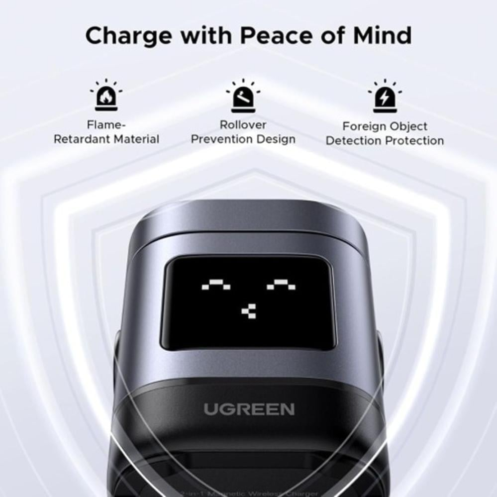 يوجرين شاحن لاسلكي مغناطيسي 2 في 1 بقوة 20 واط