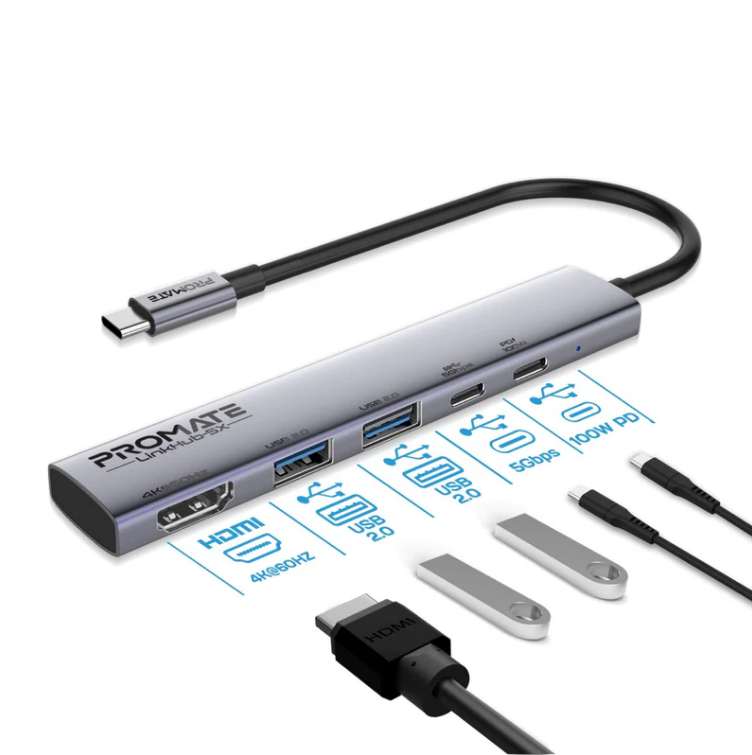 موزع USB-C عالي السرعة متعدد الوظائف بدقة 4K@60Hz مع توصيل طاقة 100 واط
