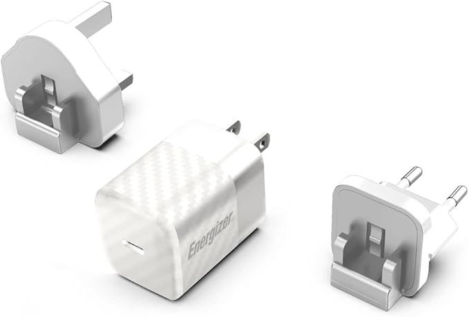 انيرجيزر شاحن حائط التيميت باور ديليفري 20 وات تقنية جان اسرع 3 مرات مقابس - اوروبية/بريطانية/امريكية توافق عالمي مخرج نوع سي ابيض USB