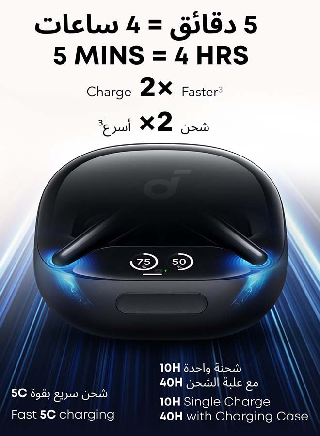 سماعات أذن لاسلكية ليبرتي 4 برو انكر،7 مستشعرات وخاصية إلغاء الضوضاء التكيفي مع البيئة المحيطة، مكالمات واضحة مع 9 ميكروفونات وذكاء اصطناعي من ساوند كور