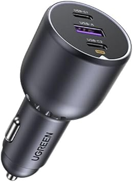 يوجرين شاحن سيارة 2 x يو اس بي سي بي دي و1 x يو اس بي- أ - 130 واط - أسود