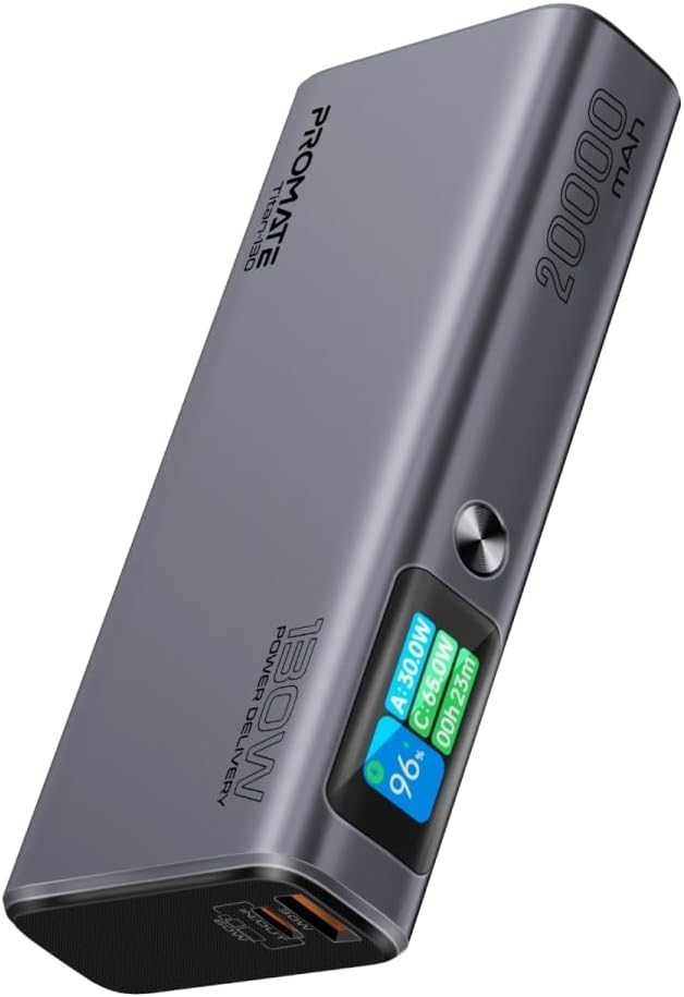 بروميت باور بانك، شاحن محمول عالمي 20000mAh مع توصيل طاقة 130 واط،