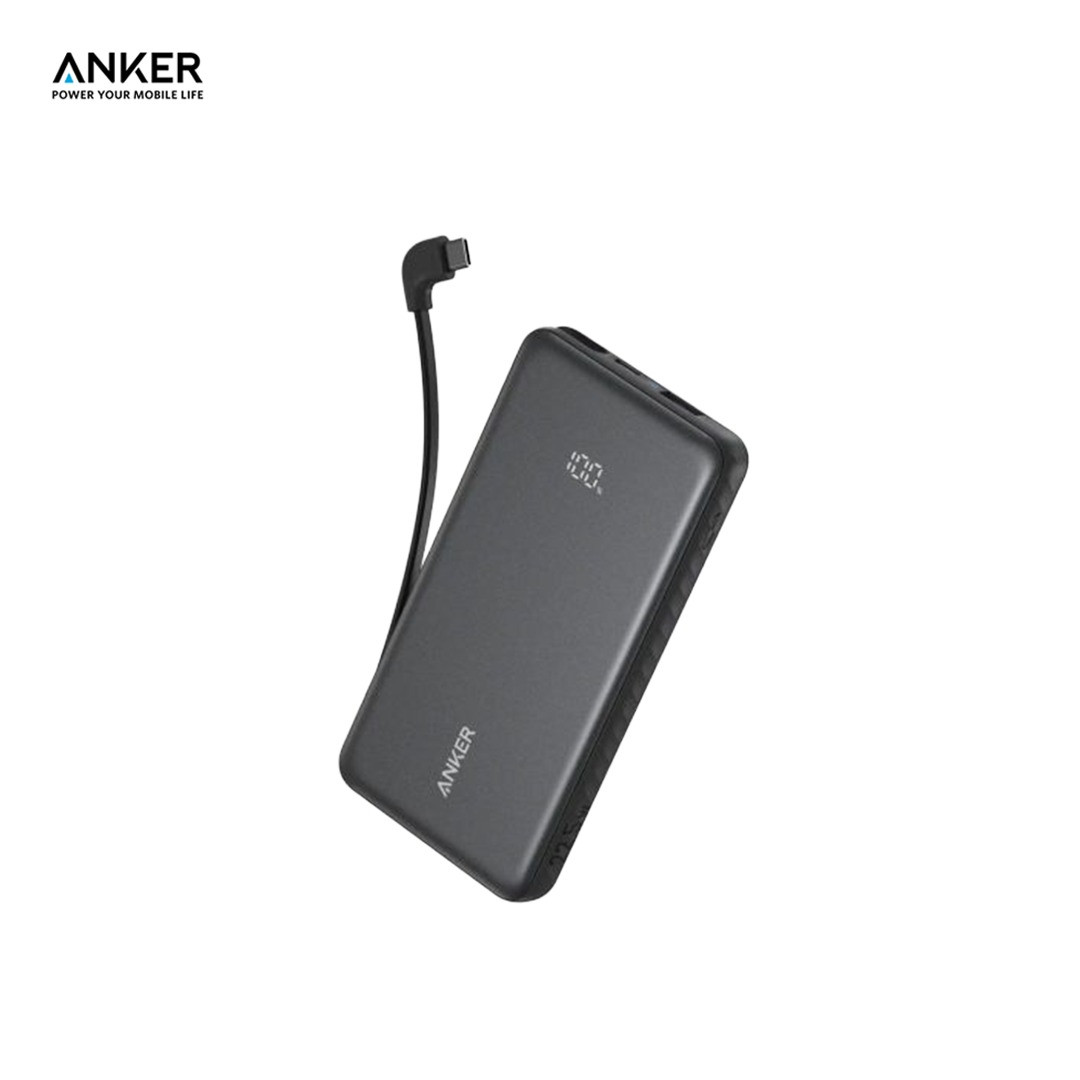 باور بانك انكر نانو 20000مللي امبير، 22.5 واط، كيبل USB-C مدمج - أسود