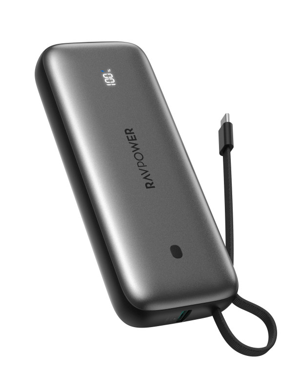 باور بانك RAVPower Pro PD30W سعة 20000 مللي أمبير/ساعة بثلاثة منافذ، أسود