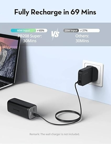 راف باور RP-PB208 سوبر+ PD بايونير 10400مللي امبير بقوة 30 واط – باور بانك مع شاحن بقوة 65 واط كومبو